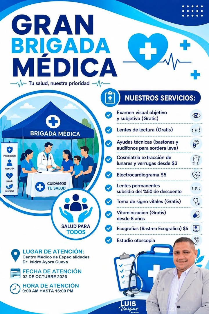 Brigada Médica del municipio de Isidro Ayora atiende a vecinos este 2 de octubre